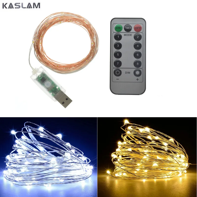 

USB 10M 8 Modes 100 LED String Light Christmas Waterproof Copper Wire LED String Fairy Light Battery Powered Remote Control