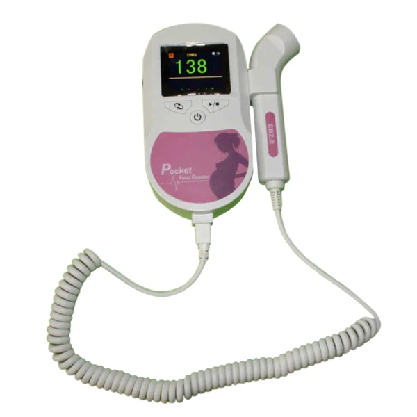 

Handheld Pocket Fetal Doppler Baby Heart Rate Monitor LCD Screen Sonoline C 2/3M Blood Flow Vascular Probe Home use Pink Color