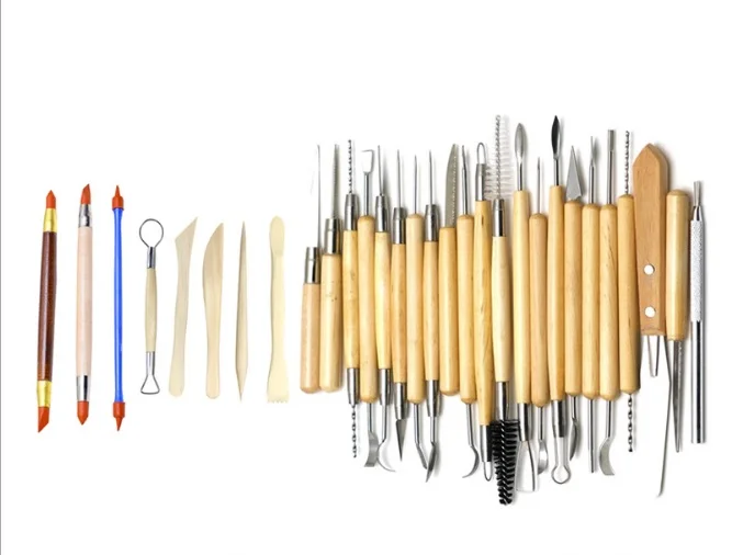 

30 PCS Clay Sculpting Set Wax Pottery Carving Tool Pottery Ceramics Tools Polymer Shapers Wooden Handle Modeling Clay Tool