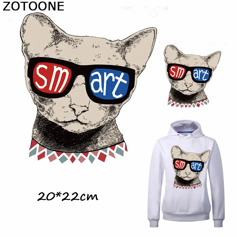 ZOTOONE милые очки Smart Cat патчи для одежды с утюгом на переводе наклейки DIY Полосы Пользовательские патчи наклейки аппликация на футболку
