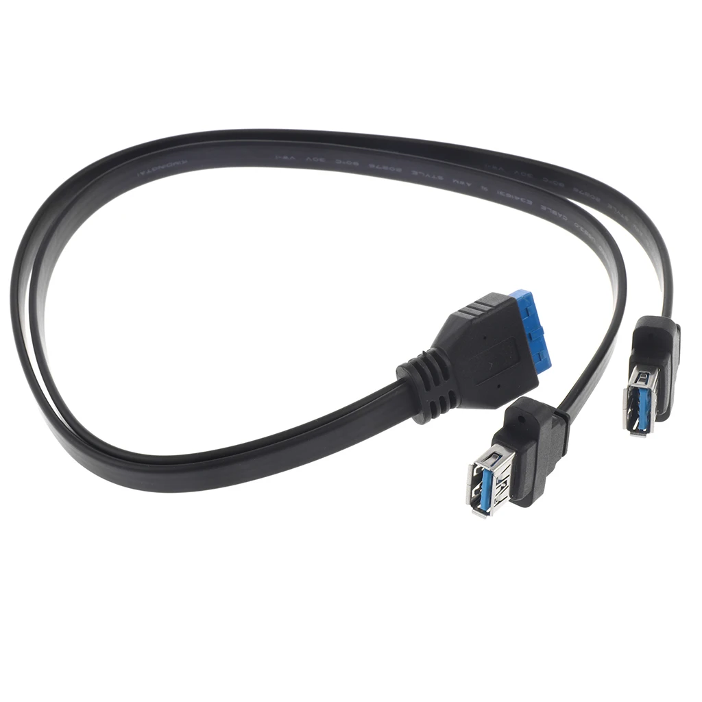 USB 3.0 20-Pin Motherboard to 2 Type-A Female Connectors Adapter Y-Cable