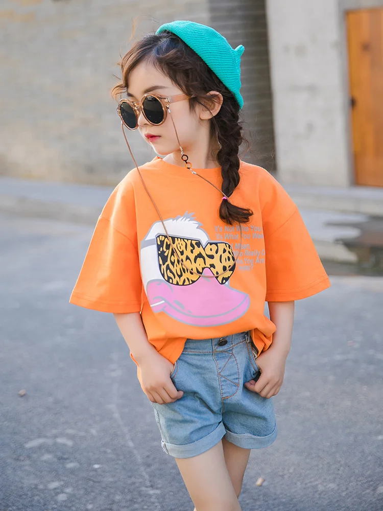 

Girl Tshirt Chldren Clothes 2019 Summer Short Sleeve Print Loose Birthday T-shirt For Toddler Girls Teenager New Fashion Kid Top