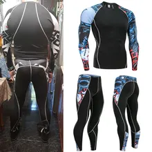 Новое мужское термобелье 2 шт спортивный костюм Мужская компрессионная одежда Рашгард мужское спортивное термобелье базовый слой