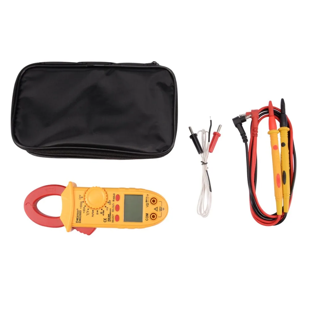 

New Arrival Hot DM6268D Mini ACV DCV Ohm Digital Clamp Meter Tester Handheld Multimeter Ammeter Voltage with Portable Bag