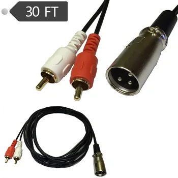 

Red whited 2 RCA male to XLR Male Stereo audio speaker amp Y cable 30FT