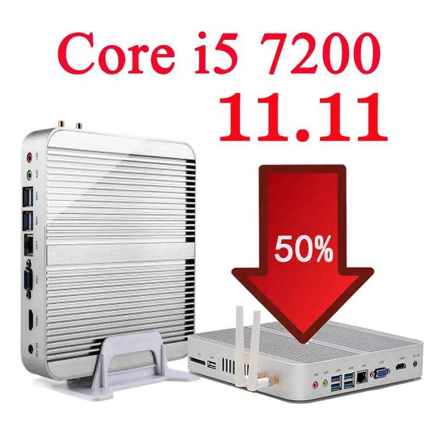 [7e Gen Intel Core i5 7200U] Eglobal Date Kaby Lac Win10 Mini PC Max 3.1 GHz Sans Ventilateur Nuc HTPC HD Graphics 620 4 K | Компьютеры и