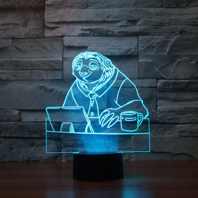 

new 3D touch LED visual colorful light sloth lamp decoration atmosphere lamp