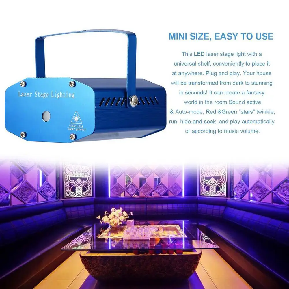 

Mini LED Laser Projector Christmas Decorations Laser Disco Light Laser Light Dj Voice-activated DJ Disco Xmas Party Club Light