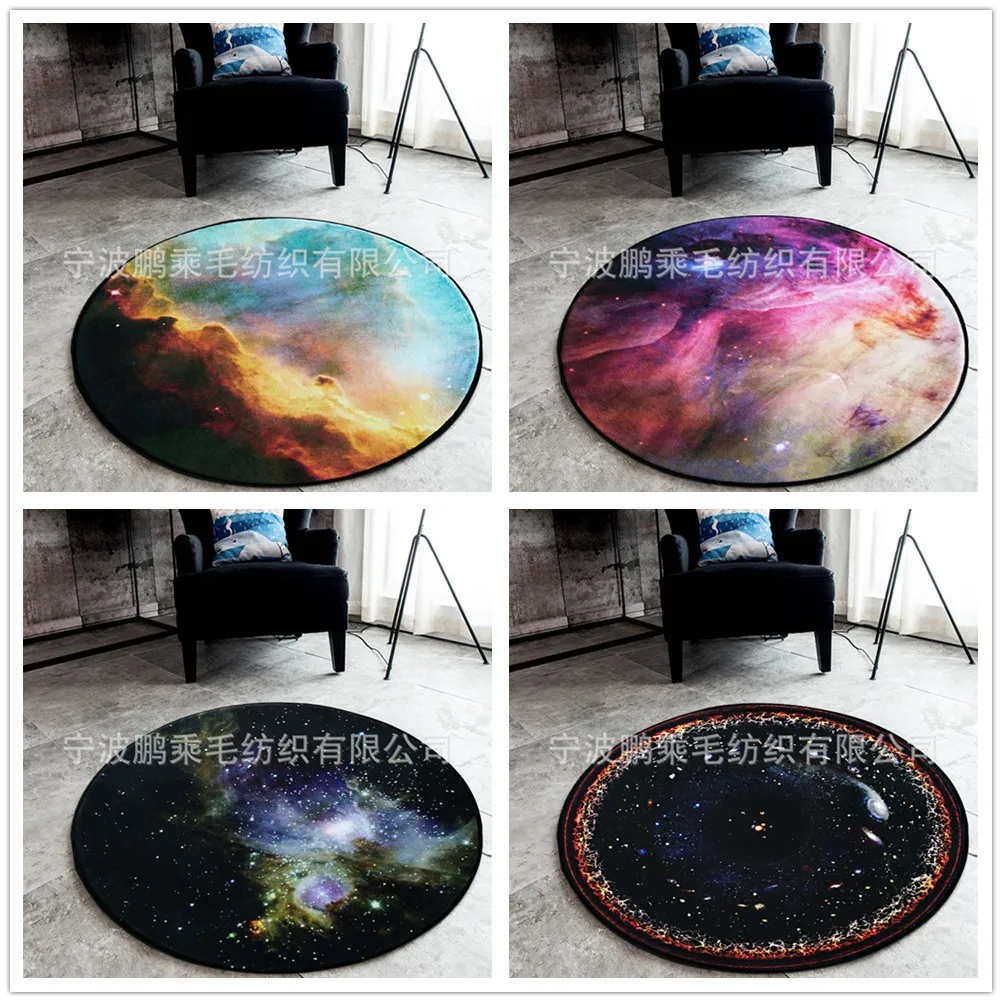 Круглый ковер с изображением Вселенной и звездного неба для гостиной, мягкие бархатные Детские Спальные Ковры и циновки, компьютерное кресло, коврик/коврик для пола