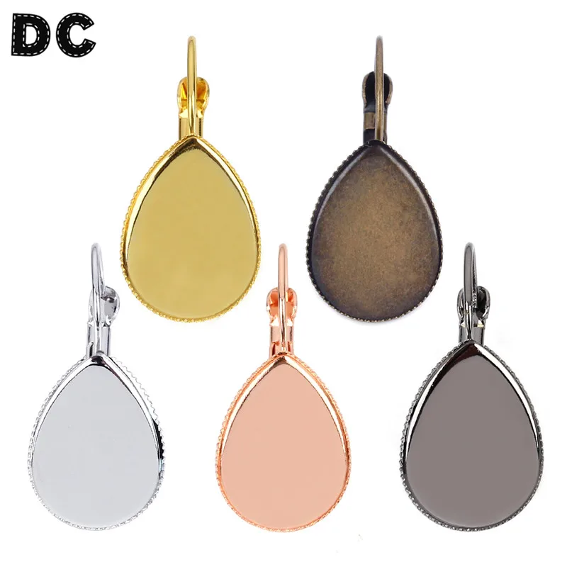 

20Pcs/lot Gold/Rhodium/Silver Plated Dangle Earring Base Metal Copper Cabochon Blank Setting DIY Ear Jewelry F5201