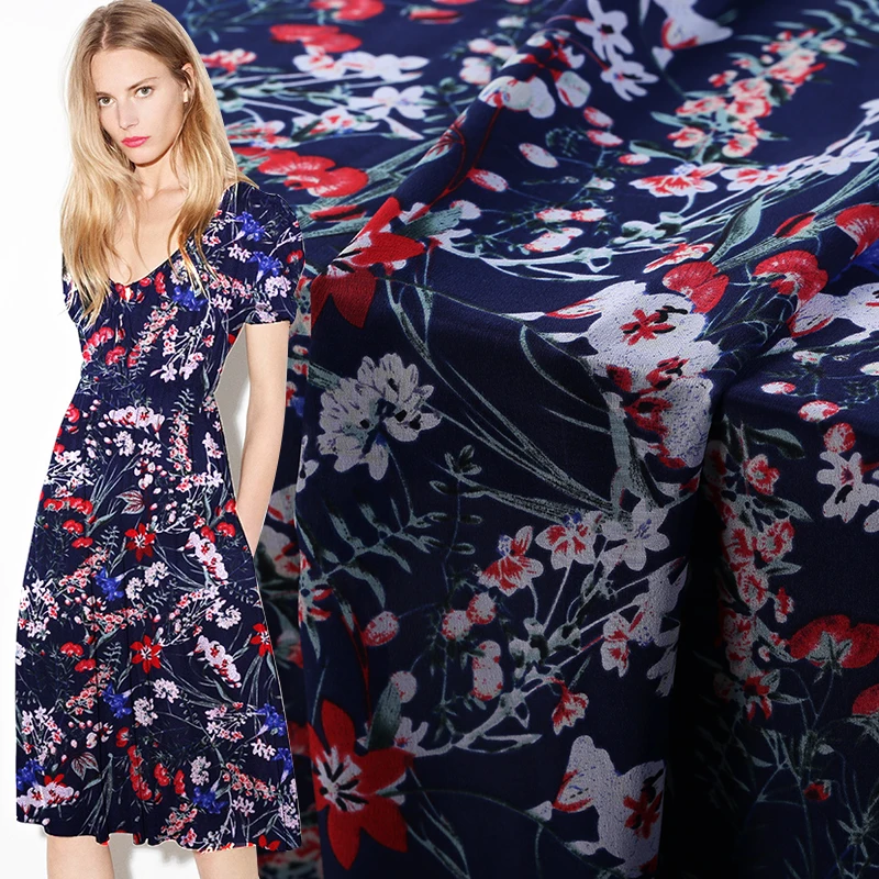 

Digital printing crepe de chine silk fabric soft shirt dress silk fabric 114cm chinese crepe fabric wholesale silk cloth