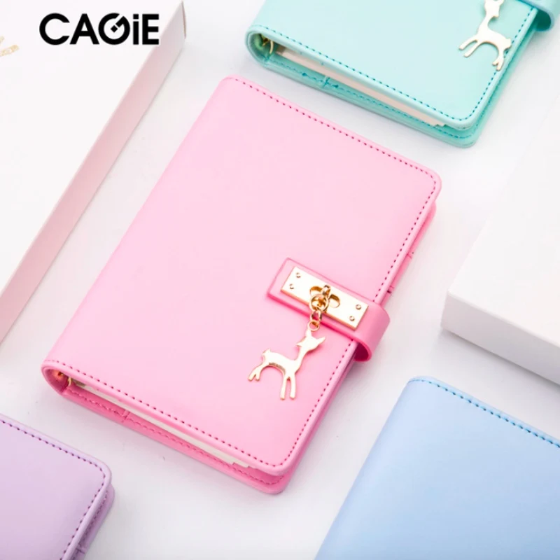 

2019 Pink Blue A6 Planner Leather Notebook Diary Journal Book Notepad Student Planner School Office Supply
