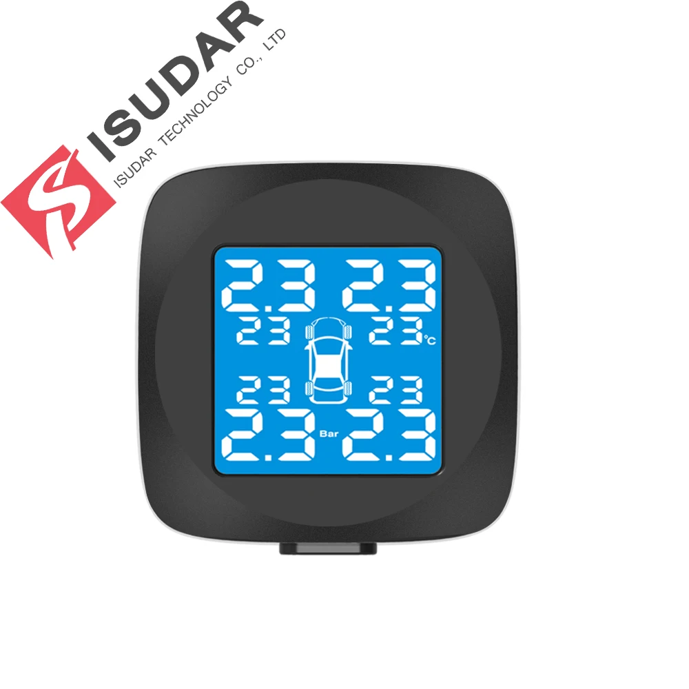ISUDAR Wireless Smart TPMS Car Tire Pressure Alarm Monitor System 4 External Auto Temperature Alarm Cigarette Lighter 12V