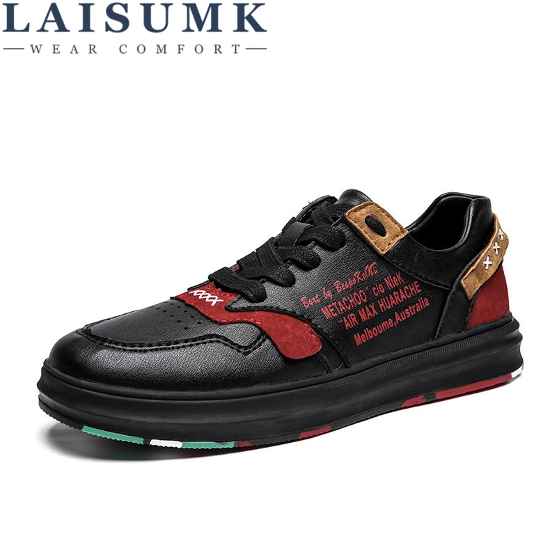 

LAISUMK 2019 New Men Casual Shoes Lace Up Design Summer Autumn Men Walking Shoes Comfort Lightweight Men Flats Fashion Sneakers