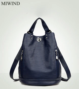 

2017 MIWIND Women Backpack Genuine Leather Backpacks Softback Bags Brand Name Bag Sheepskin Backpacks Girls Backpack WUB094