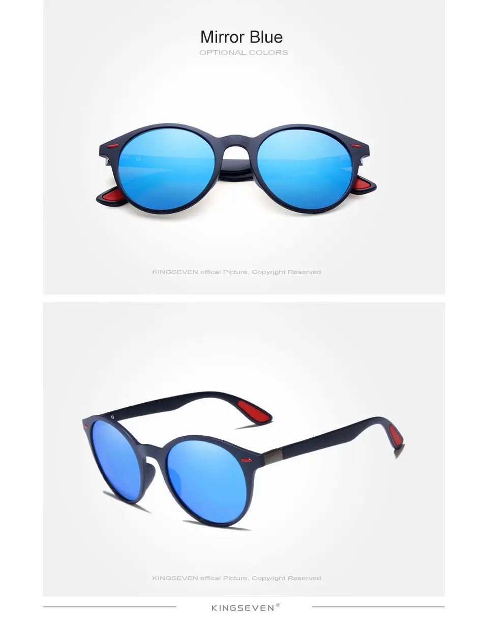 KINGSEVEN, дизайнерские мужские очки, круглые, поляризационные, солнцезащитные очки для мужчин и женщин, TR90, Ретро стиль, унисекс, очки Oculos De Sol