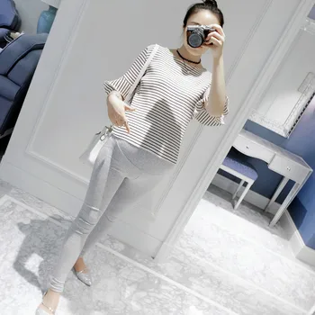 

Women Adjustable High Waist Leggings Rib High Elastic Maternity leggings Pregnant Clothes Pants For Women Stockings