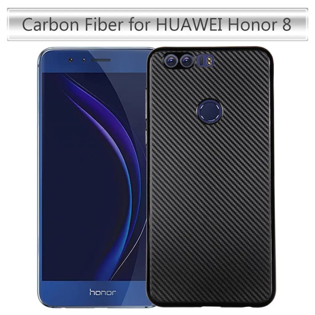 HATOLY For Fundas Huawei Honor 8 Case 5.2&quot honor Ultra-thin Soft TPU Carbon Fiber Back Cover for |