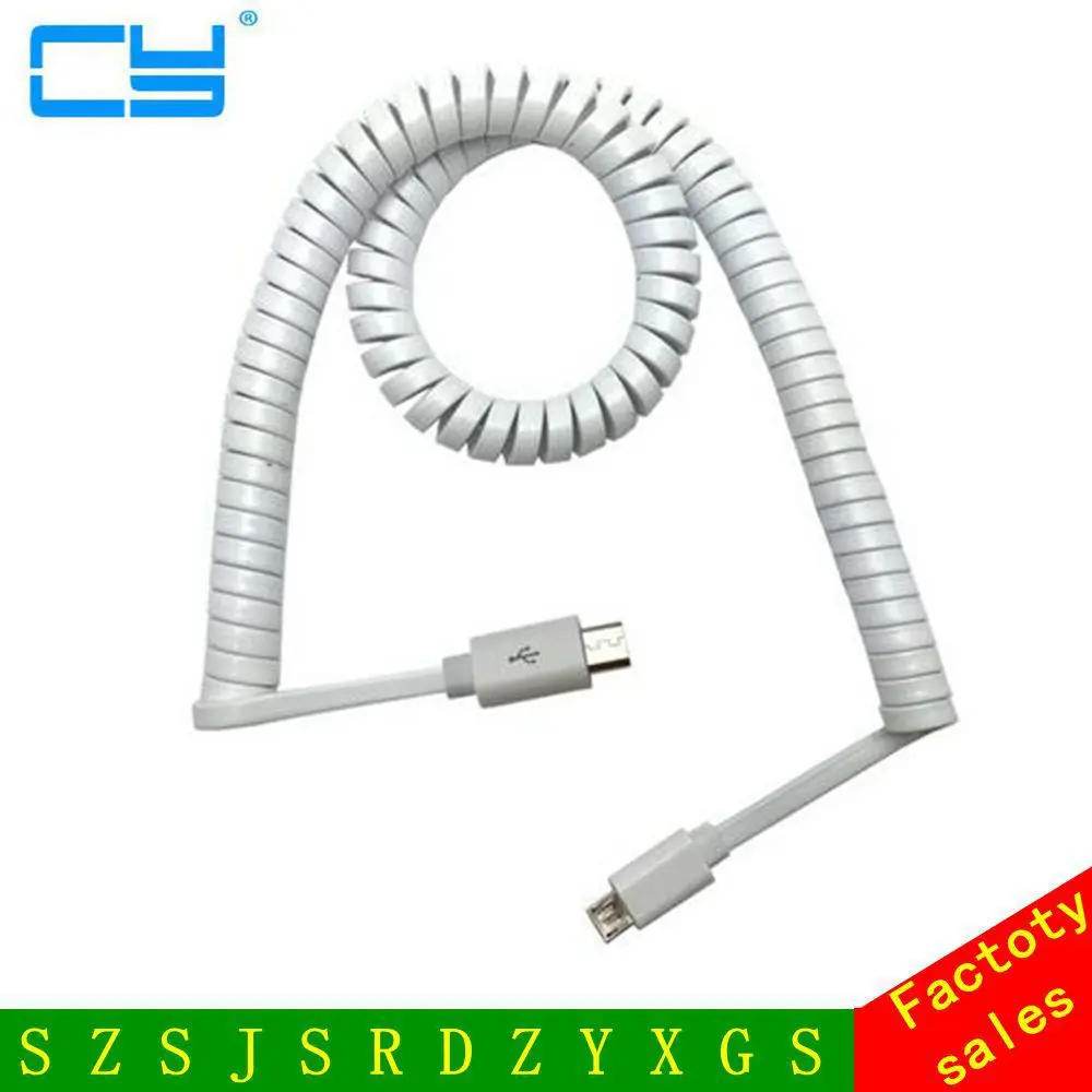 10 футов 3 м Белый micro usb штекер пружинный выдвижной Эластичный кабель