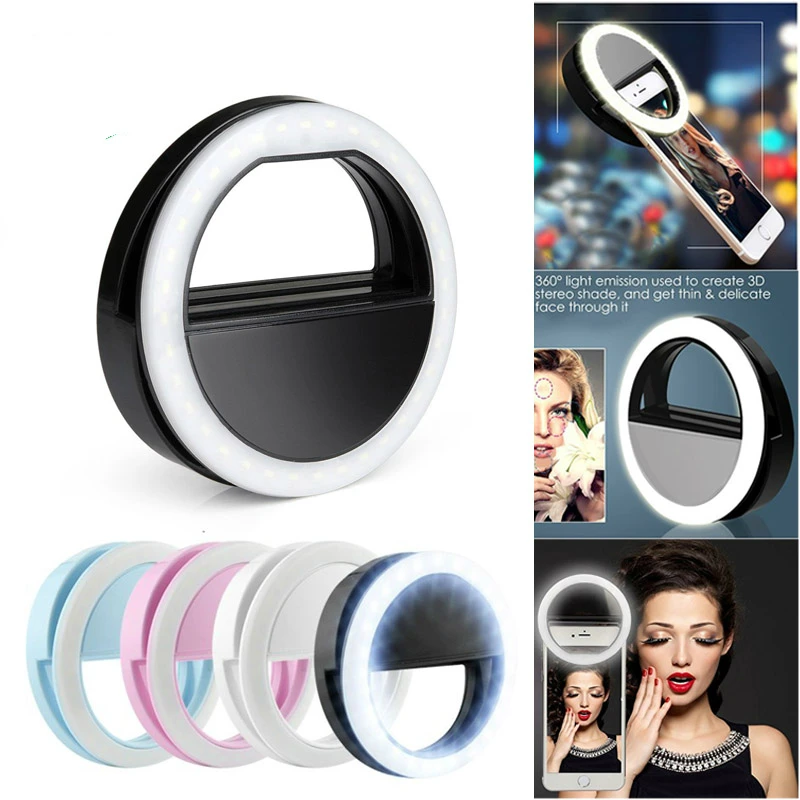 

Mobile phone fill light beauty device LED Flash phone light External Self-timer Lamp Round Flash Mobile Spotlight CL110421