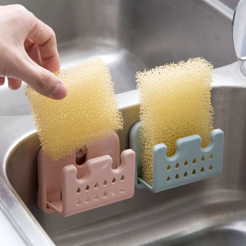1pc Suction Kitchen Sponge Holder Foldable Brush Sink Caddy Plastic