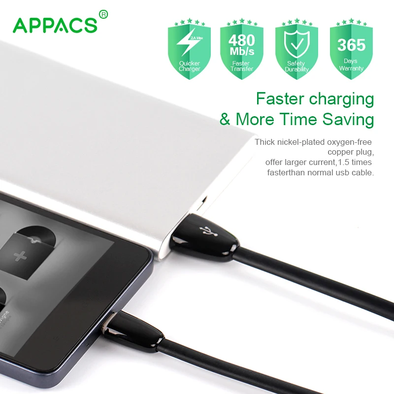 Кабель APPACS 1 MTPE usb type-C горячий высококлассный резиновый 5V2A кабель для быстрой зарядки данных для Nexus 5X/Xiaomi/Meizu/huawei/OPPO USB C