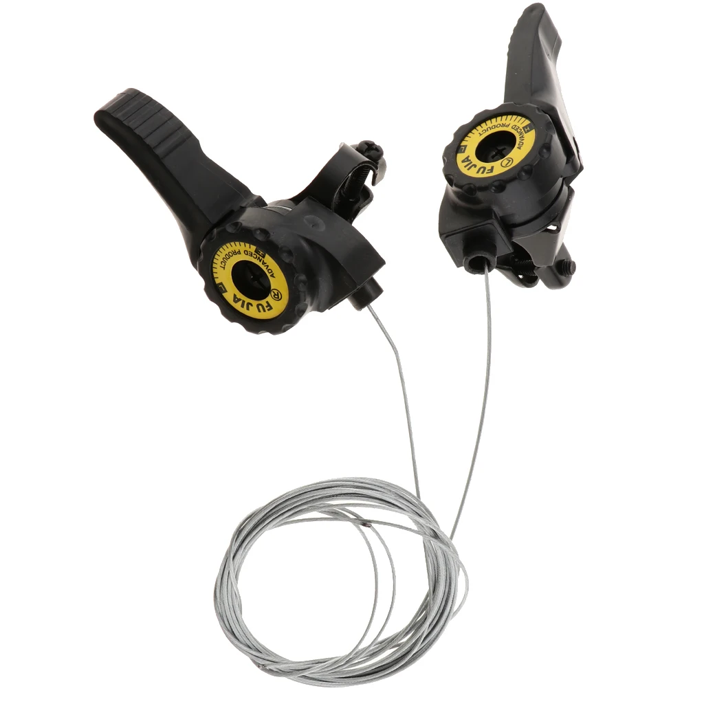 1 Pair Thumb Gear Shifters Trigger Set 3x 5/6/7 Speed with Stainless Steel Inner Shift Cable for Mountain Road Bike MTB 