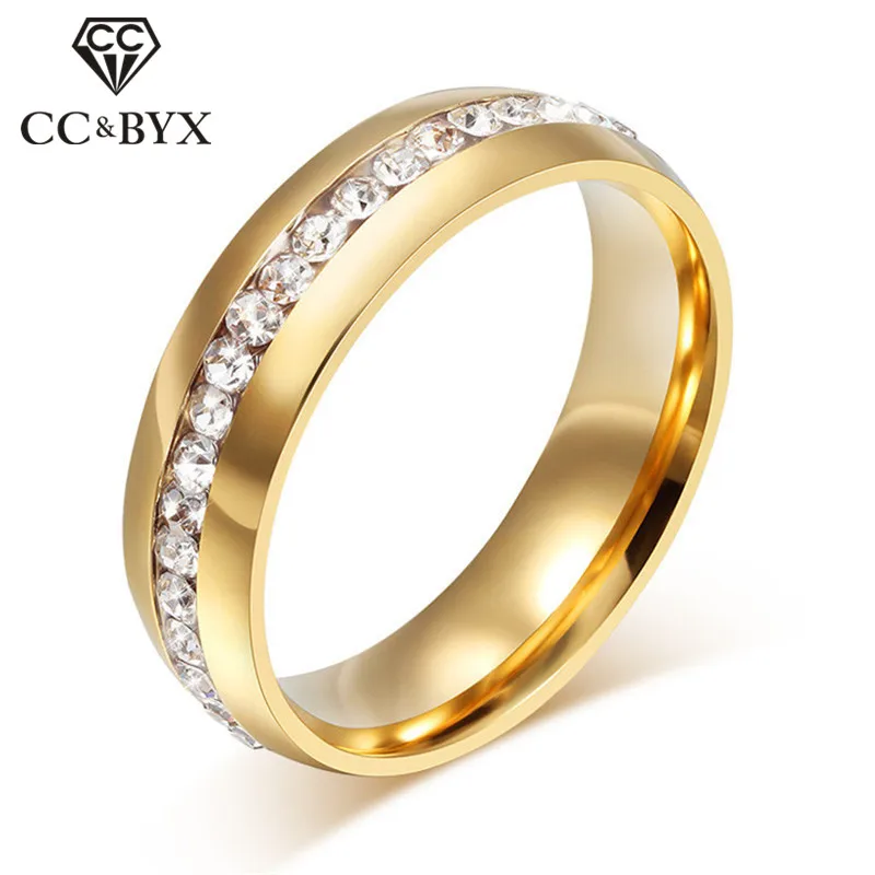 

CC Titanium Steel Rings For Women And Men Super Flash Single Row Diamant Cubic Zirconia Tail Ring Classic Jewelry CC952b