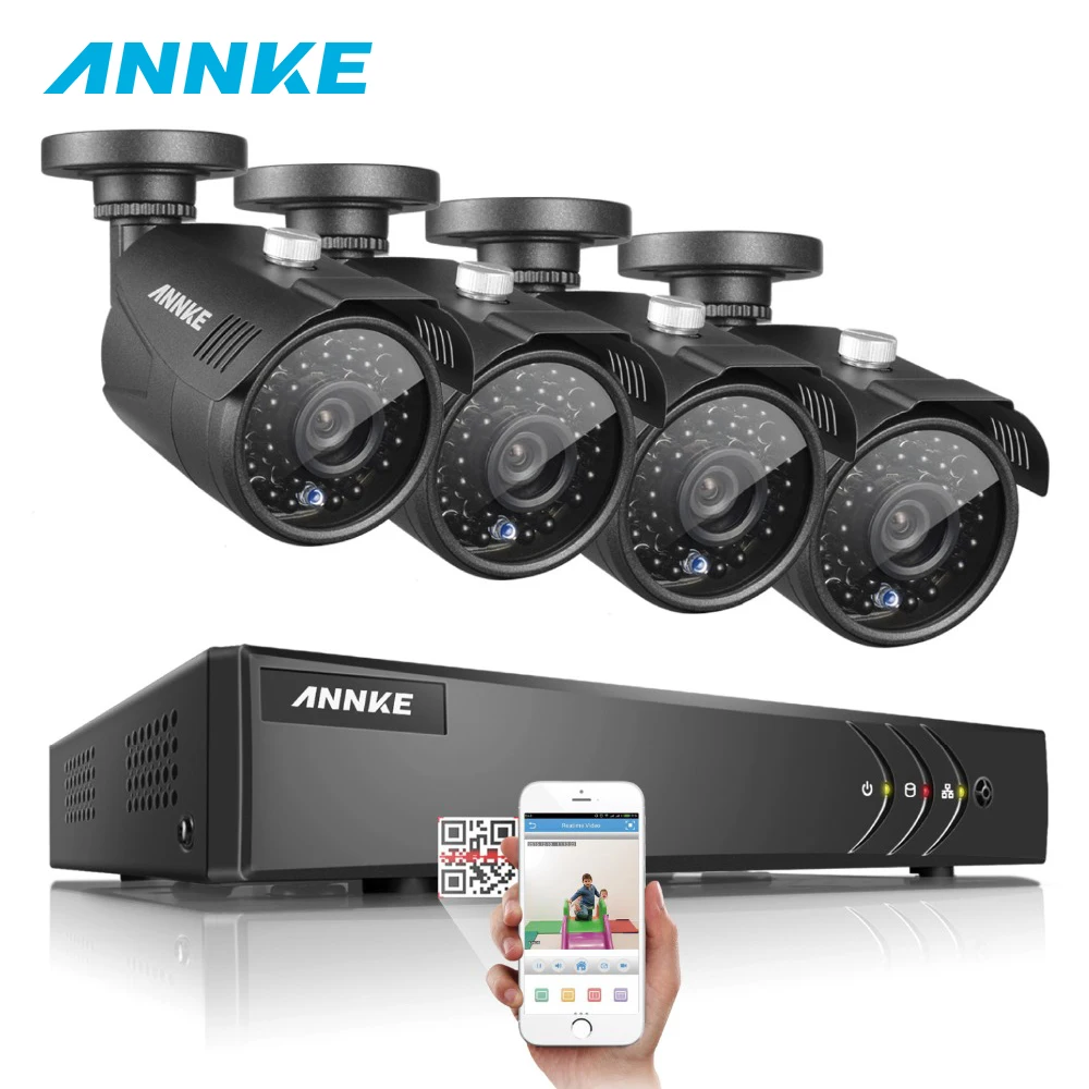ANNKE Home Security 1080P Lite 8CH DVR 4PCS 960P 1.3MP 1500TVL Smart IR