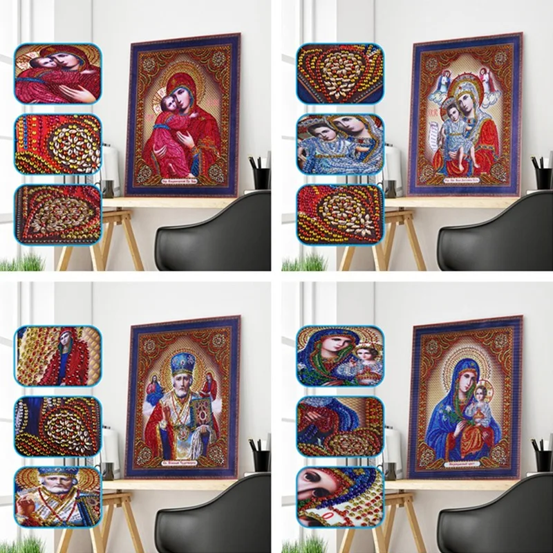 

DIY Special Shaped Diamond Painting Cross Stitch Religion Icon 5d Diamond Embroidery Rhinestone Partial Drilled Home Decor Gifts