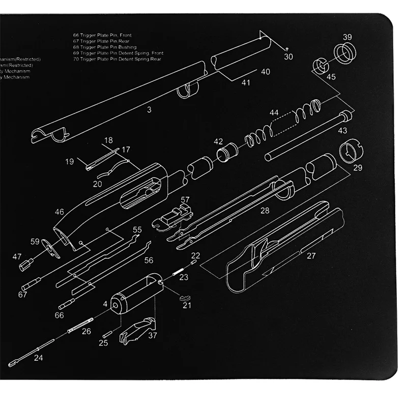Резиновый коврик для чистки пистолета водонепроницаемый нескользящий чистый коврик с схемой деталей и инструкциями скамья RL37-0083