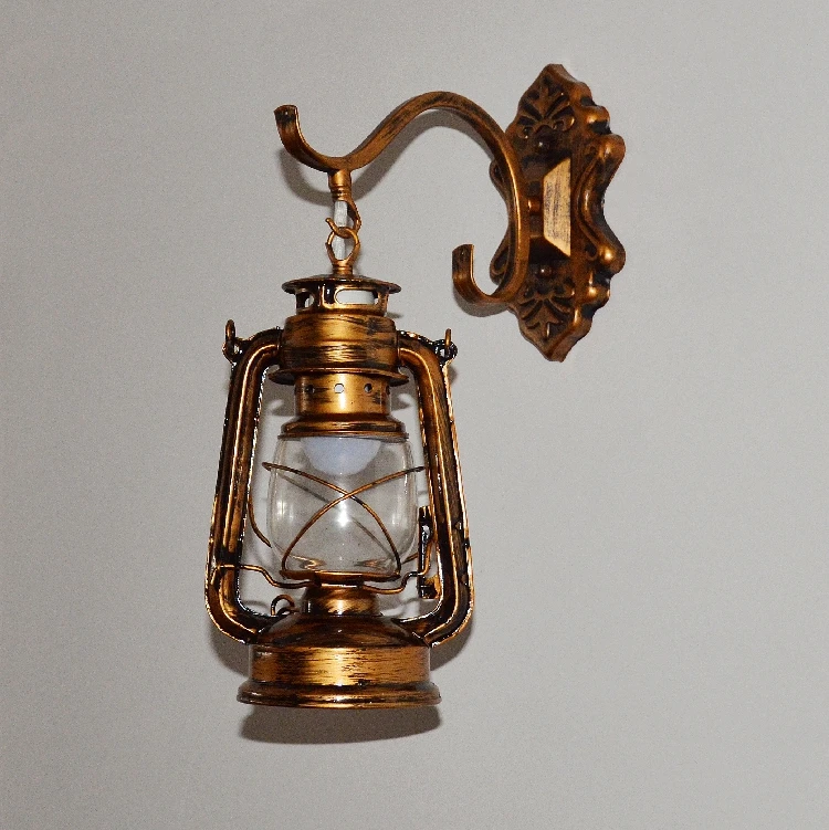 

kerosene lamp wall lamps Retro lantern lamp individual European iron bars restaurants Cafe creative iron wall lamp GY127