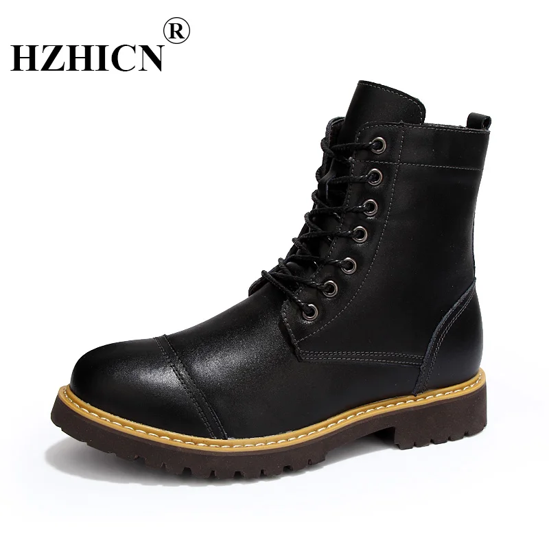 

Men's first layer cowhide shoes high to help British fashion tooling boots retro trend army Martin boots
