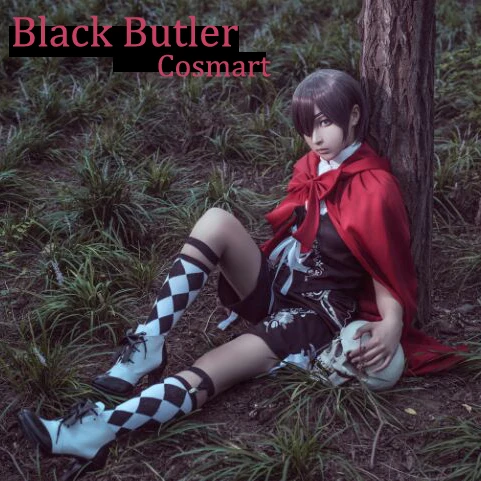 

[Customize]Anime Kuroshitsuji Black Butler figure Ciel Red Ridinghood Uniform +Cloak Halloween Cosplay costumes New free ship