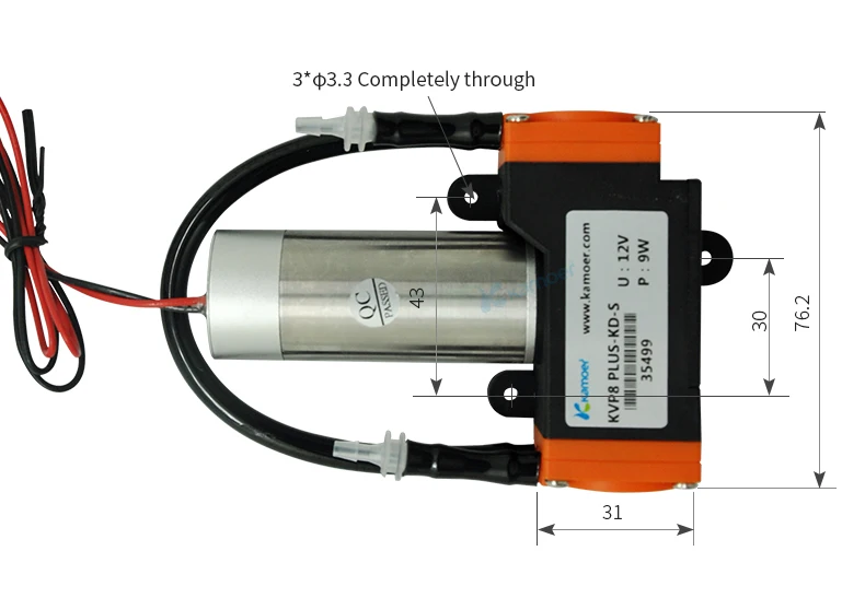 Kamoer KVP8 плюс 12/24V мини-диафрагменный вакуумный насос с щетки DC мотор используемый для передачи газа