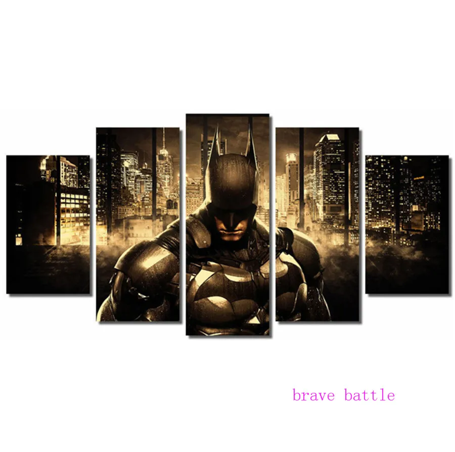 Batman DC Comics Super Hero Justice League 5 Pieces Canvas Painting Print Living Room Home Decor Mo