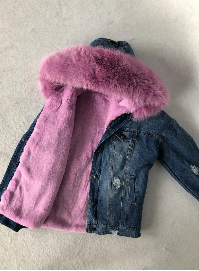 Women Denim Jacket With Fur hood Women Autumn Winter Denim Jacket Warm Upset Jacket Vintage Long Sleeve Loose Jeans Coat Outwear