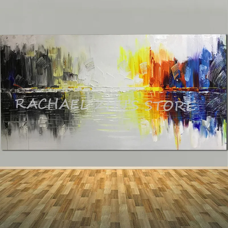 

Large Size Hand Painted Modern Abstract Color Landscape Oil Painting on Canvas Living Room Wall Art Pictures Pianting Home Decor