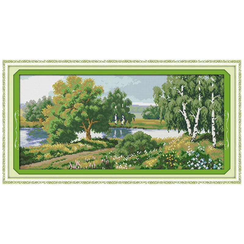 

oneroom The Trees along the river Counted Cross Stitch 11CT 14CT Cross Stitch Set Cross-stitch Kits Embroidery Needlework