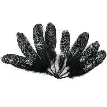 

Wholesale novel goose feather 15-20cm / 6-8in Personalized printing pattern craft handmade material
