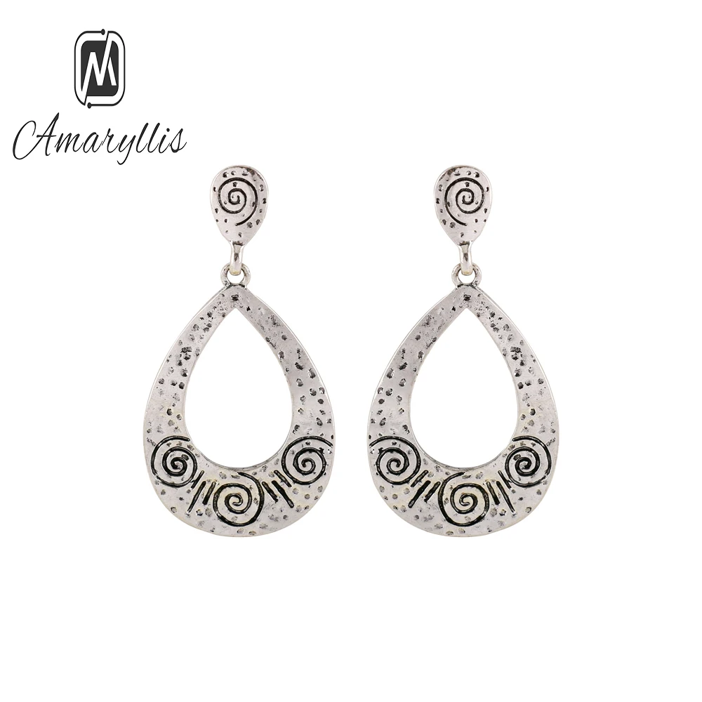 

Amaiyllis Vinatge Waterdrop Gypsy Earrings For Women Ethnic Tibetan Filigree Earrings New Collection Pendant Dangle Earrings
