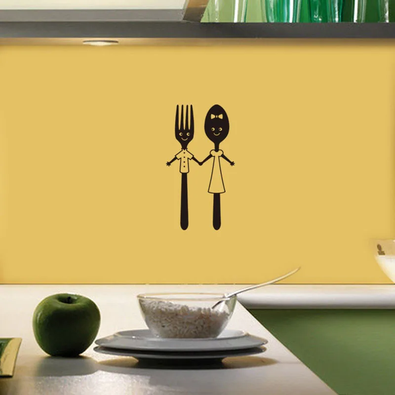 

Cute knife and fork tool Wall Sticker for dining table restaurant Home Decoration art Decals tableware Stickers wallpaper