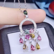 Натуральный турмалин Роскошные Подвески Подвеска 925 стерлингового серебра ювелирные украшения 0.2ct* 10 шт драгоценный камень# S971808