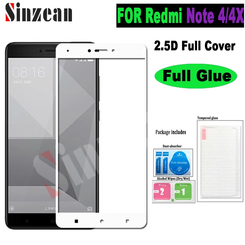Sinzean 25 шт. для Xiaomi Redmi Note 4X полное покрытие закаленное стекло 4 2.5D плоская Защитная