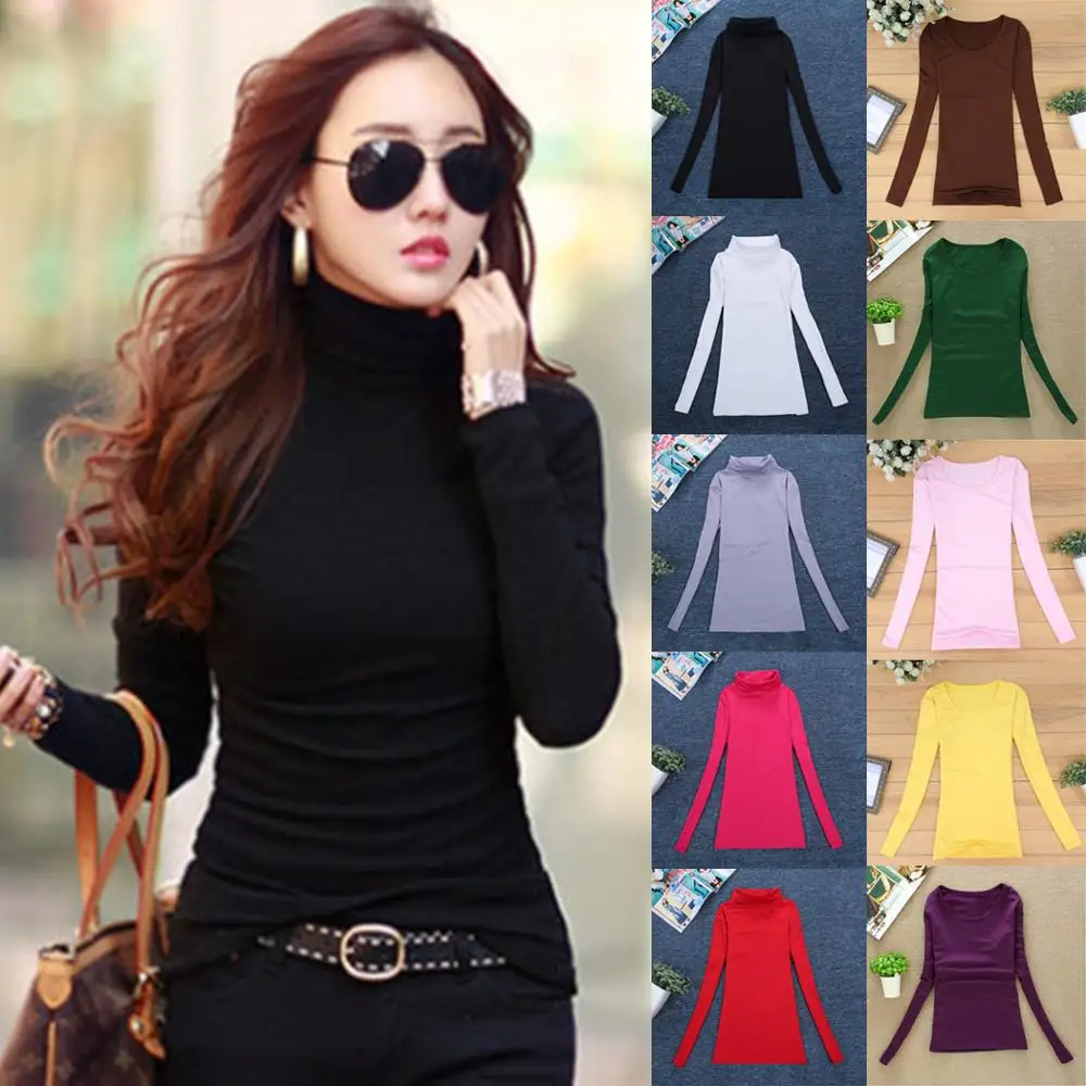 

10 Colors Basic Tops Women Sweaters Autumn Winter Wool O-Neck Tee Shirts Long Sleeve Elastic Jumper Female Solid Slim Pullover