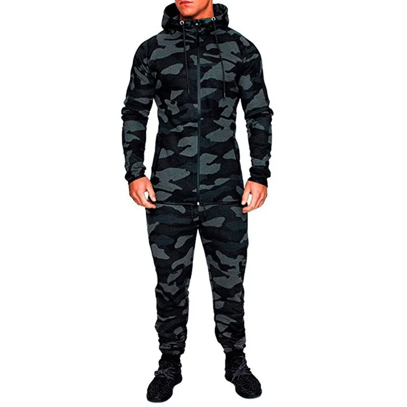 2018 Для мужчин комплекты модный спортивный костюмы устанавливает Для Мужчин Армия камуфляжные повседневные Пиджаки Костюмы кардиган
