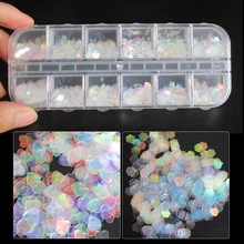 Bittb голографический блестящий для ногтей хлопья переливающиеся блестки массивные звезды бабочка сердце для акриловых ногтей искусство 12 формы