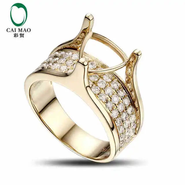 CaiMao Trillion cut Semi Mount Ring Settings & 0.81ct Diamond 14k