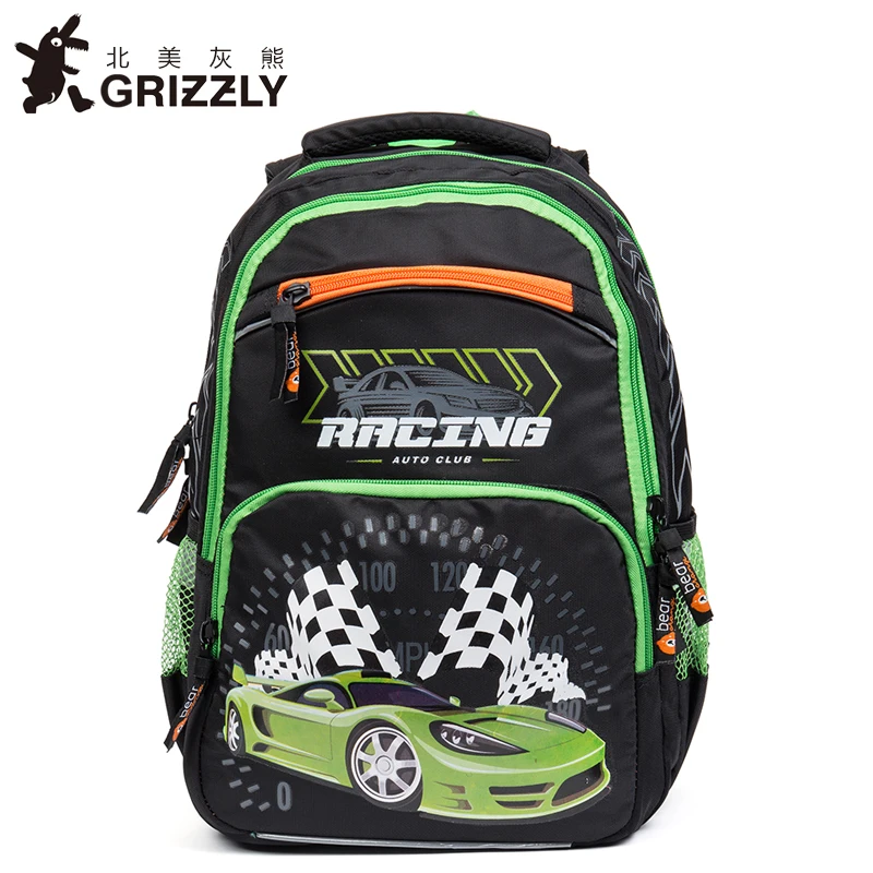 

GRIZZLY Fashion Children Backpacks Kids Schoolbags for Boys Waterproof&Orthopedic Zipper Primary School Bags for Grade 1-6