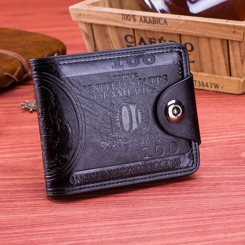 New Fashion Dollar Price Pattern Designer Men's Wallets Casual Credit Card Holder Purse Wallet for Male Boy 5